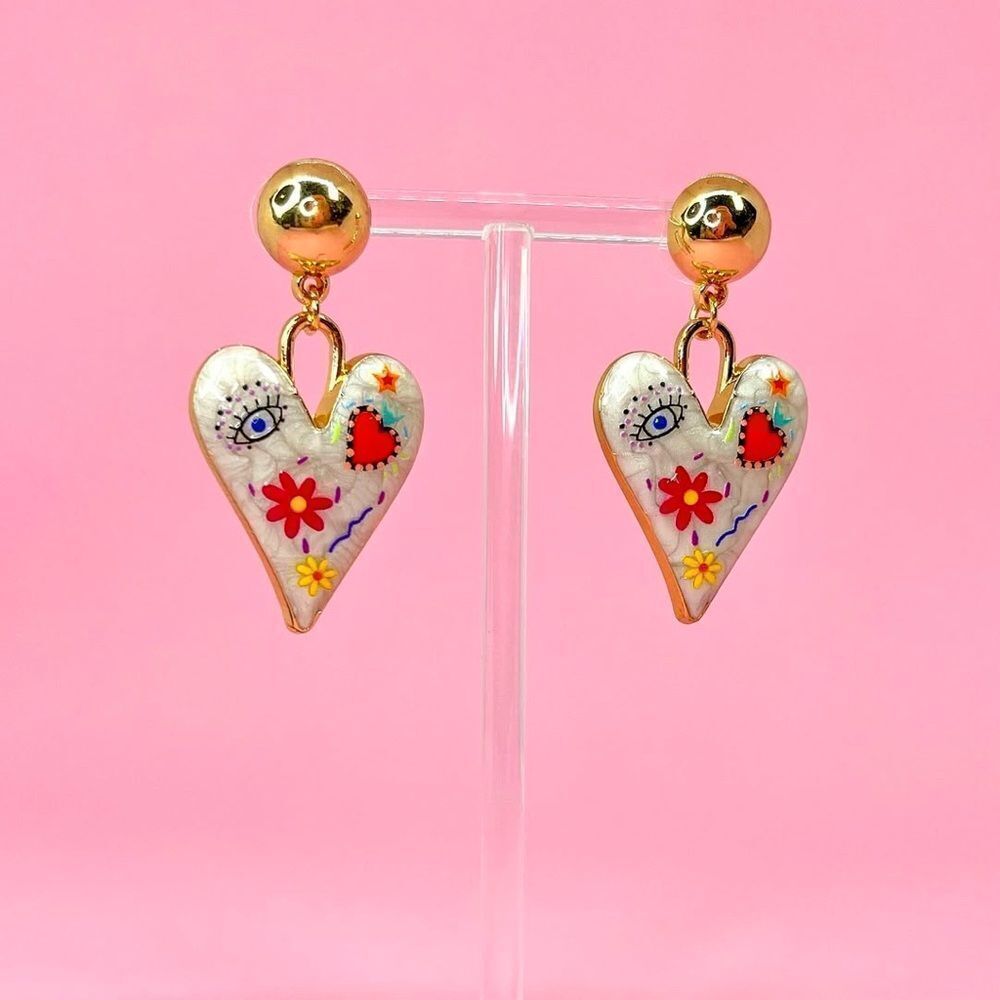 Boho heart earrings #1472